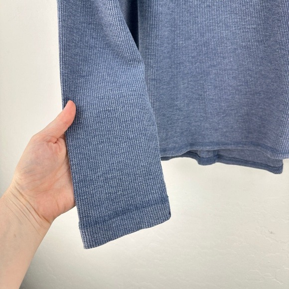 PrAna Sweater Womens L Blue Waffle Knit Long Sleeve Round Neck Pullover High Low - Picture 2 of 8